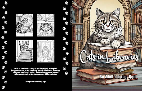 Cats in Libraries Coloring Book Cover