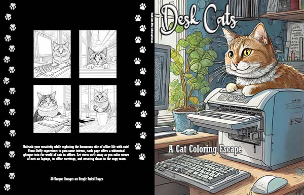 Desk Cats Coloring Book Cover