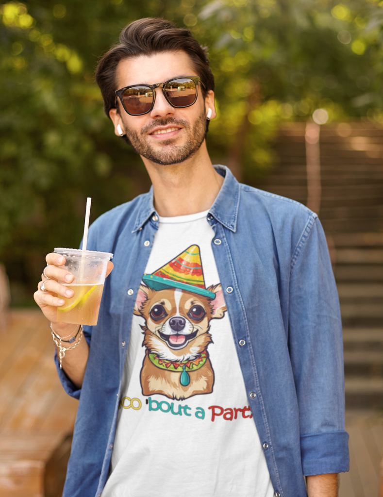 Taco 'bout a party, Cinco de Mayo t-Shirt with Chihuahua