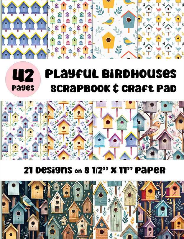 Cover Playful Birdhouses Scrapbook & Craft Pad