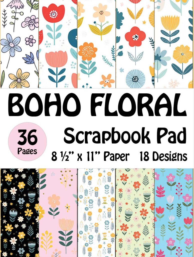 Cover Boho Floral Scrapbook Paper