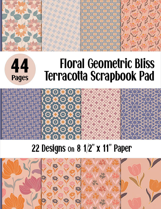 Cover Floral Geometric Bliss Terracotta Scrapbook Pad